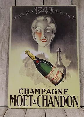 Moet & Chandon Tin Metal Sign French Restaurant Champagne Wine Bar Vintage Ad • $10.97