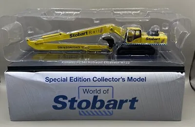 1:76 Atlas Eddie Stobart Rail Komatsu PC340 Hydraulic Excavator W122 Civil OO Ga • £14.99