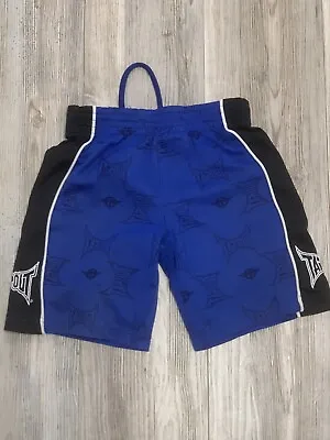 Kids Black And Blue MMA TAP OUT Shorts Size 5 • £4.75