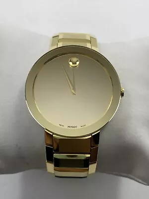 Movado Sapphire Quartz Gold Tone Mirror Dial Stainless Steel Men's Watch 0607180 • $699.95