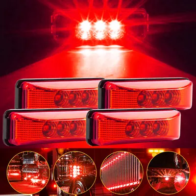 4PCS Red 3 LED Side Marker Lights RV Truck Trailer Clearance Light Waterproof US • $13.29
