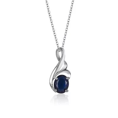 Light Luxury Oval Sea Blue Crystal Pendant Wings Nice Sapphire Girl Necklace New • £4.69