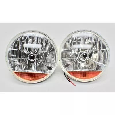 7 Inch Semi Sealed H4 Headlights With Indicator (Pair) Suit Chev Ford Hot Rod • $99