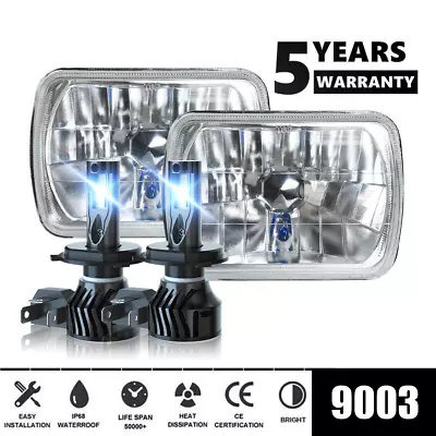 Pair 7X6  5X7  Halo LED Headlights Hi/Lo DRL Fit 82-93 Chevy C10 C20 C4 GMC S15 • $159.99