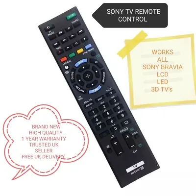 UNIVERSAL SONY TV REMOTE CONTROL WORKS ALL MODELS SONY BRAVIA LCD/LED/3D TVs • £6.25