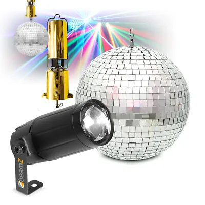 Battery Powered Glitter Mirror Ball 8  Spot Light Wedding Disco PS6WB & G007NWG • £64.99