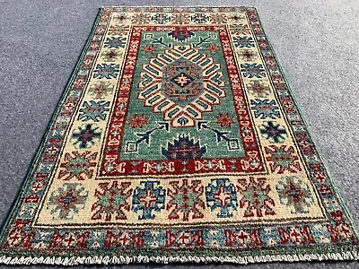 Authentic Hand Knotted Afghan Kazak Wool Area Rug 3.0 X 1.11 Ft (2024 HM) • £67.50