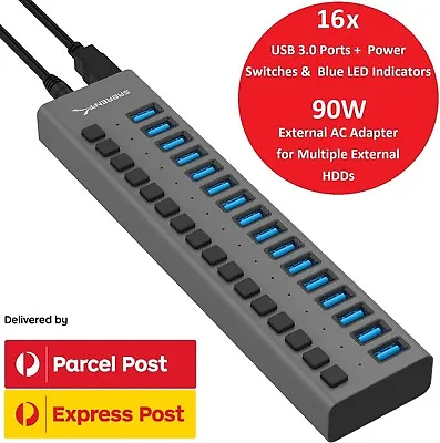 Sabrent 16 Port 90W Powered USB 3 Data Hub For External HDD Mac IMac PC Surface • $199