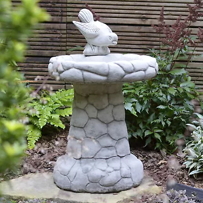 Hand Cast Stone Pebble Bird Bath Feeder Outdoor Garden Ornament Feeder Gift • £84.90