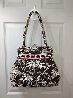 Vera Bradley Alice Imperial Toile Kiss Lock Shoulder Bag Brown Pink • $24.99