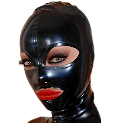 Latex Hood Mask Face Cover With Zipper Open Eye Rubber Mask Fetish Party Costume • $29.13