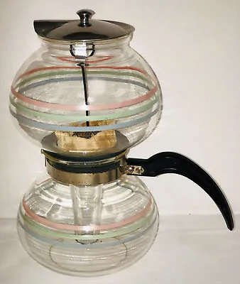 $450 • Buy Rare Dunbar 10  Glass Vacuum Coffee Pot W/pastel Bands 