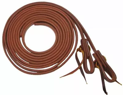 New 3/4  X 8' Oiled Harness Leather Split Reins W Water Loops Ties USA Made 7411 • $34.95