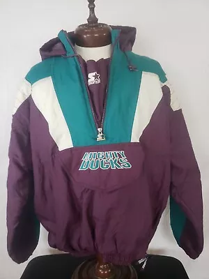 🚨🔥Vintage Starter XL Anaheim Mighty Ducks Pullover Puffer Jacket EUC 90s Rare! • $599.99