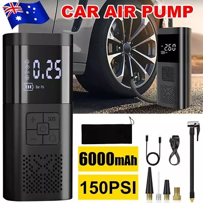 6000mAh Car Tyre Inflator 12V Air Compressor Electric Pump Cordless USB Charging • $32.90