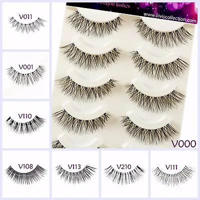 5 Pairs False Eyelashes Long Thick Natural Fake Eye Lashes Set Mink Makeup UK • £3.99