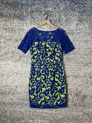 MILLY NEW YORK NEON LACE SHEATH DRESS Green Blue  SIZE 4 • $29.99