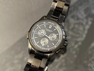 Victorinox Night Vision Chronograph Swiss Army Stainless Steel Watch 241730 • $42