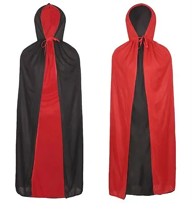 Halloween Vampire Cape Dracula Hooded Cloak Robe Reversible Devil Wizard Costume • $7.94