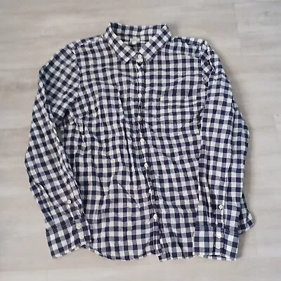 J. Crew Shirt Women's XL Blue White Checkered Plaid Button-Up Long Sleeve • $18.60