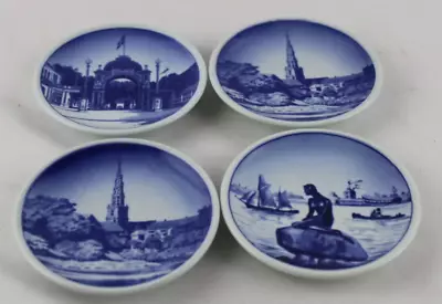 Royal Copenhagen Set 4 Miniature Plates Trinket Dishes Mermaid Tivoli 3 1/4  • $37.49