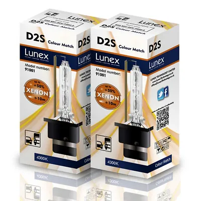 $28.78 • Buy 2 X D2S Genuine LUNEX CAR XENON BULBS REPLACEMENT FOR PHILIPS GE OSRAM  4300K