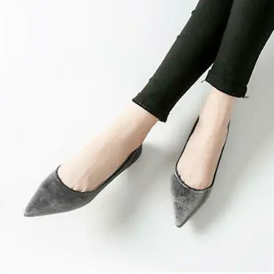 Velvet Womens Slip On Comfort Loafers Flats Pointed Toe Work Shoes New Plus Size • £26.28