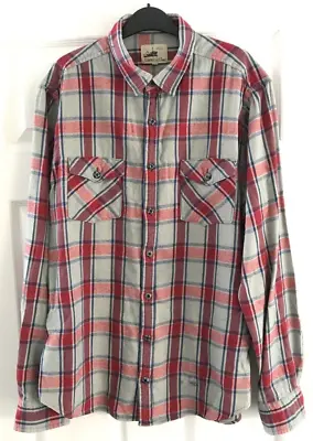 Gant Rugger Flannel Shirt Syracuse Twill XL Red/grey/blue Check • £10.95