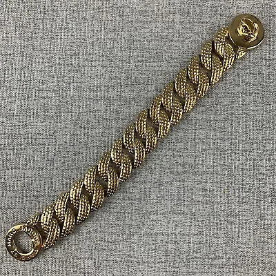 Marc Jacobs Gold Tone Wide  Women's Turn Lock Curb Link Bracelet 7  Stunning! • $59.95