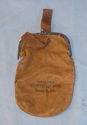 Antique Leather Coin Purse Bank Bag Hoven State Bank Hoven South Dakota  • $20