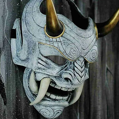 UK Japanese Halloween Hannya Demon Oni Samurai Kabuki Prajna Devil Mask Latex • £12.98