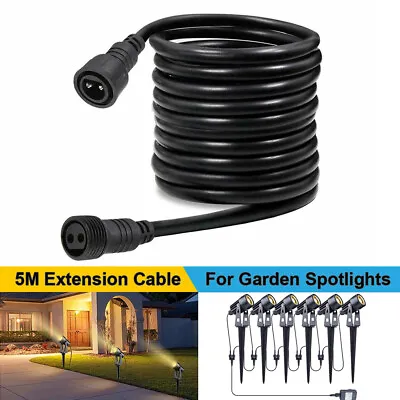 5M Extension Lead Cable Waterproof For LED Garden Spike Lights Mains Spotlights • £7.51