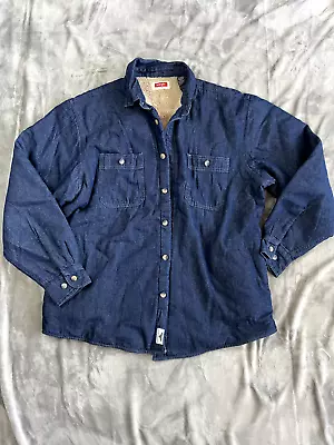 Wrangler Mens Sherpa Lined Denim Shirt Insulated Jacket Button Up Size L HSD1PWB • $24.99