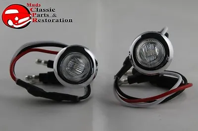 Custom Mini Clear Red Stainless Turn Stop Tail Lamp Lights Truck Hot Rat Rod • $48.85