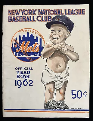 1962 New York Mets Official REVISED Yearbook 1st Year W/ Color Ad (missing Page) • $395