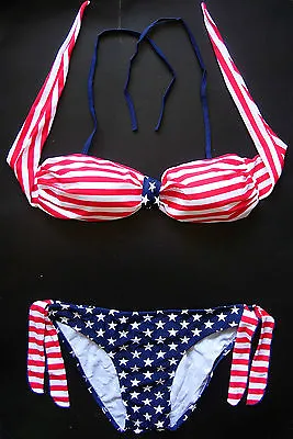 £11.99 • Buy Ladies BIKINI USA Swimming Costume PADDED CUPS Bandeau Twister Ladies Swimwear