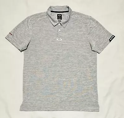 Oakley Chicopee Golf Polo Gray Striped Short Sleeve Golf Shirt Men's Size Large • $14.99