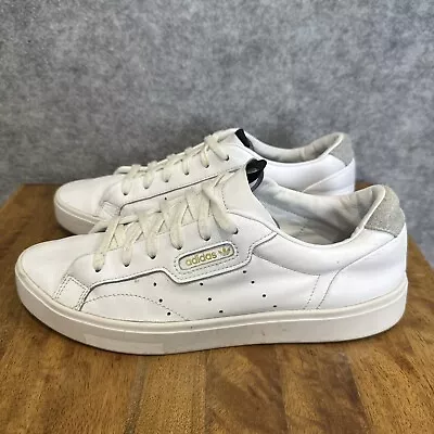 Adidas Women's Designer White Leather Lace Up Low Top SLEEK Sneakers 41.5/9/7.5 • $35