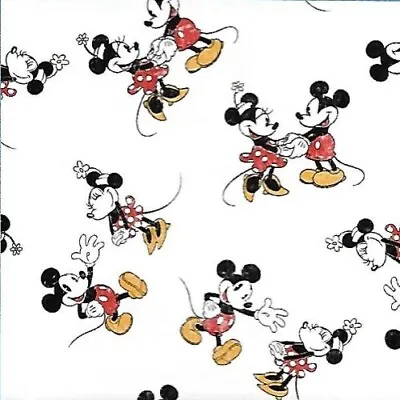 $10.48 • Buy Disney Fabric - Vintage Mickey & Minnie Mouse Toss White - Springs YARD