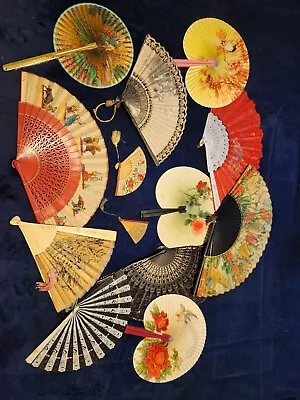 Vintage Asian Hand Fan Lot • $348.88