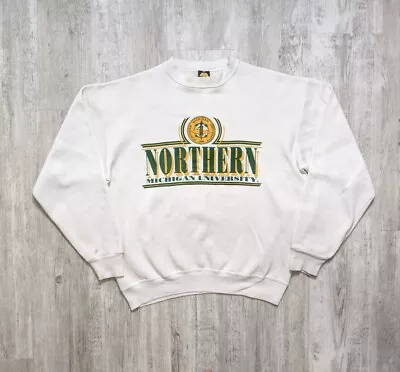Vintage 90s Northern Michigan Wildcats Crewneck Sweatshirt Size Large USA Made • $29.99