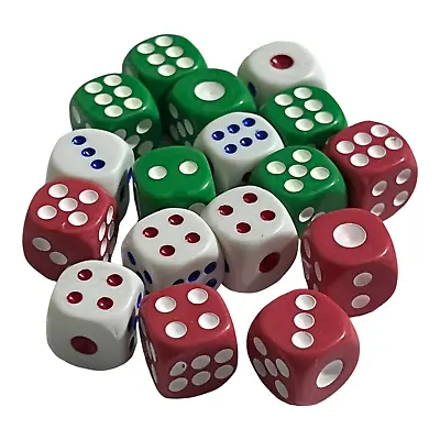 12 18 Pack Six-Sided Coloured Dice Spot 6 Colours D6 Dice Set Replace Dice Set • £3.94