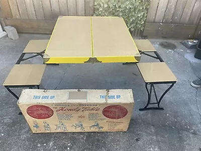 Vintage 1970'S Folding Handy Picnic Table & Chair Set Milwaukee Stamping Co. • $165