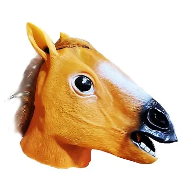 HORSE HEAD MASK HALLOWEEN Rubber Fancy Dress Costume Party Accessory Adult UK • £8.63