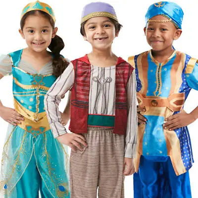 Aladdin Kids Fancy Dress Jasmine Genie Disney Fairy Tale Boys Girls Costumes  • £16.49