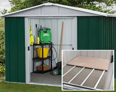 8x7 METAL GARDEN SHEDS FLOOR FRAME YARDMASTER 8ftx7ft APEX DOUBLE DOOR STORAGE • £534.94