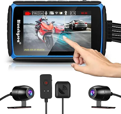 Blueskysea DV988 4  Wide Angle 2CH Motorcycle Wifi GPS Dash Cam Recorder + 64GB • $108.74