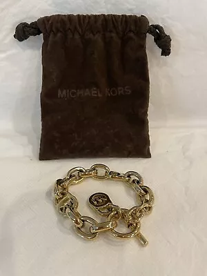 Michael Kors Women's Link Chain Bracelet Mk Logo Gold Color Toggle Closure • $38