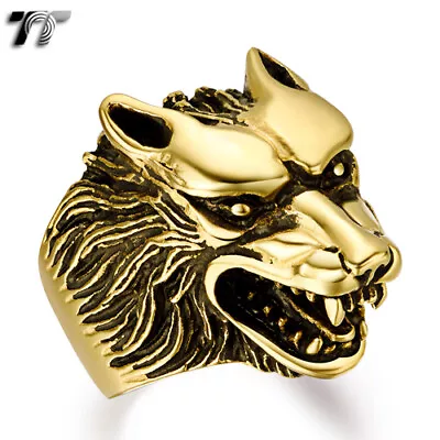 $18.13 • Buy Quality TT 316L Stainless Steel Wolf PUNK Ring 3 Colors Size 7-15 NEW