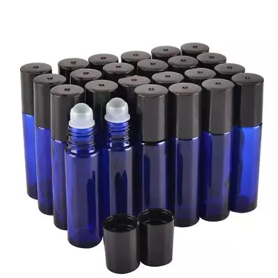 24 Pack10 Ml Blue Glass Essential Oil Roller Bottle + Removable Glass Roller  • $13.99